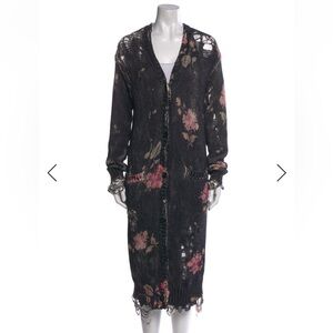 R13 Black Floral Long Cardigan